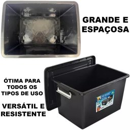 Caixa Organizadora Multiuso Plástica 56 Litros C Tampa - 3 Caixa Organizadora Multiuso Plástica 56 Litros C Tampa - 3
