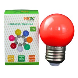 Lâmpada Led 3w Bolinha Vermelho E27 Irc 80 Ang 160º Fp >0.5 110v Marca Hitec - 2