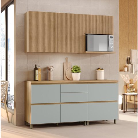 Cozinha Modulada 4 Peças Nesher Rainha Ripado 100% Mdf