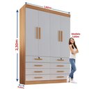 Ver imagem 2 de Guarda Roupa Solteiro Mdf 4 Portas 8 Gavetas Monaco Plus Cinamomo/off White