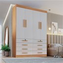 Ver imagem 1 de Guarda Roupa Solteiro Mdf 4 Portas 8 Gavetas Monaco Plus Cinamomo/off White