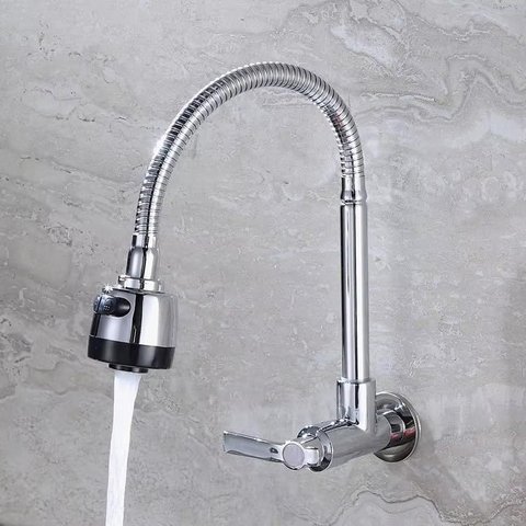 Torneira Gourmet de Parede Ducha Flexível Cozinha Monocomando - Inox Cozinha Moderna e Alta Pressão