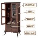 Ver imagem 2 de Cristaleira 2 Gavetas Madeira Maciça Portas Vidro D112 Imbuia Shop Jm