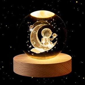 Kit 2 Luminárias Decorativas Globo Led Universo 3d Esculpida a Laser - Astronauta e Sistema Solar Lu