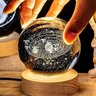 Kit 2 Luminárias Decorativas Globo Led Universo 3d Esculpida a Laser - Astronauta e Sistema Solar Lu - 3