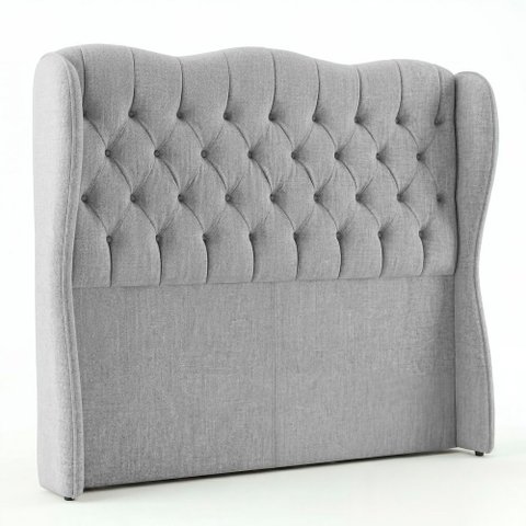 Cabeceira Cama Box Casal Padrão Alora 140cm Estofada Capitonê Moderna Linho Cinza - Desk Design