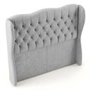 Ver imagem 6 de Cabeceira Cama Box Casal Padrão Alora 140cm Estofada Capitonê Moderna Linho Cinza - Desk Design