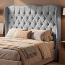 Ver imagem 7 de Cabeceira Cama Box Casal Padrão Alora 140cm Estofada Capitonê Moderna Linho Cinza - Desk Design