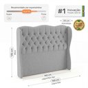 Ver imagem 4 de Cabeceira Cama Box Casal Padrão Alora 140cm Estofada Capitonê Moderna Linho Cinza - Desk Design