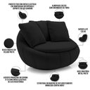 Ver imagem 7 de Poltrona Decorativa Giratória Kira M03 Veludo Preto - Lyam Decor