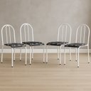 Ver imagem 1 de Conjunto 4 Cadeiras para Cozinha e Sala de Jantar Branco/Preto Floral