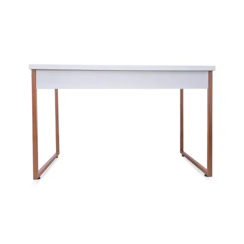 Mesa de Escritório Office Estilo Industrial Jd Bella Arte Branco com Pés Cobre