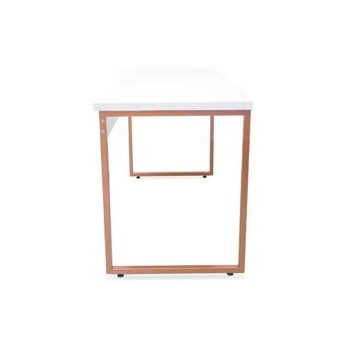 Mesa de Escritório Office Estilo Industrial Jd Bella Arte Branco com Pés Cobre - 3