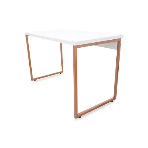 Mesa de Escritório Office Estilo Industrial Jd Bella Arte Branco com Pés Cobre - 2