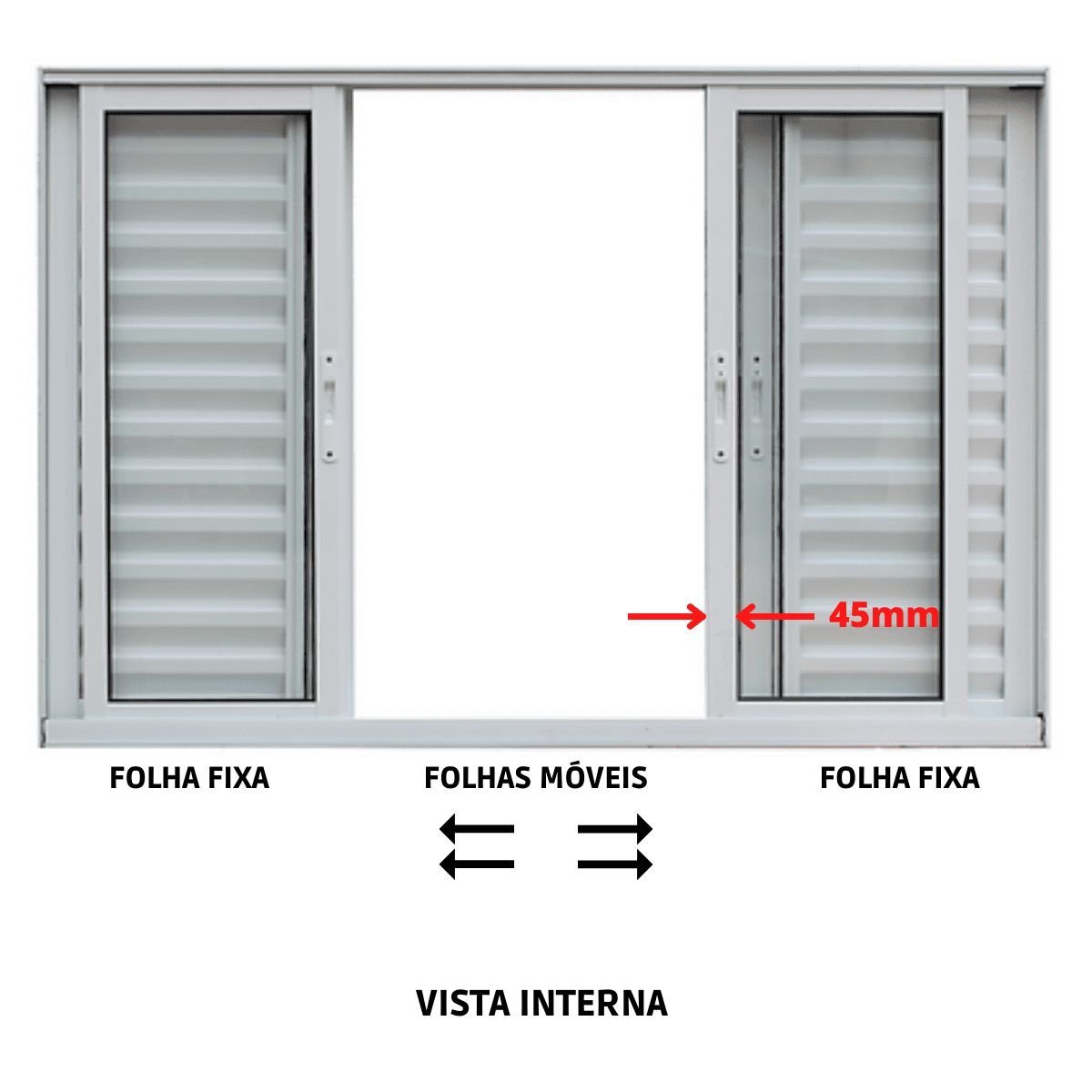 Janela de Alumínio Branco C/ Arremate A=1,00m x L=2,00m Veneziana de Correr 6 Folhas Linha Magnum - 7