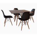 Ver imagem 1 de Mesa de Jantar Eames Eiffel Amêndoa Quadrada 90cm com 4 Cadeiras Pretas