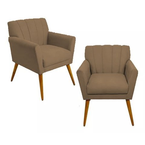 Kit 2 Poltronas Decorativa Cecília - Cappuccino