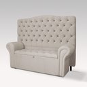 Ver imagem 2 de Kit Cabeceira e Recamier Baú de Cama Box Queen 158 cm Larhome Alpes Suede Veludo Bege