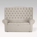 Ver imagem 1 de Kit Cabeceira e Recamier Baú de Cama Box Queen 158 cm Larhome Alpes Suede Veludo Bege
