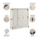 Ver imagem 3 de Guarda Roupa Casal 196cm 3 Portas Deslizantes Lazio Branco/Freijó F07 - Mpozenato