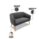 Ver imagem 3 de Namoradeira 02 Lugares Suede Pés Palito Castanho Preto