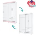Ver imagem 7 de Guarda Roupa Solteiro 03 Portas 02 Gavetas Corba Briz Branco/branco E Rosa Chá Ii
