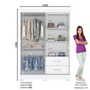 Ver mais imagens de Guarda Roupa Solteiro 03 Portas 02 Gavetas Corba Briz Branco/branco E Rosa Chá Ii