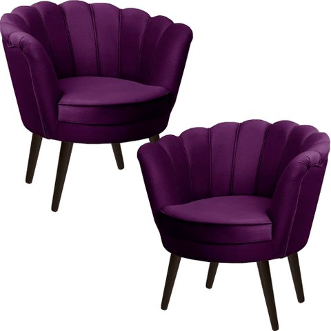 Kit Duas Poltronas Pétalas em Sued Premium Roxo