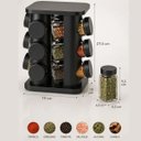 Ver imagem 2 de Porta Condimentos Giratório 12 Potes de Vidro Inox Preto Quadrado