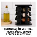 Ver imagem 3 de Porta Condimentos Giratório 12 Potes de Vidro Inox Preto Quadrado