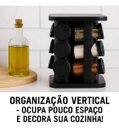 Ver imagem 3 de Porta Condimentos Giratório 12 Potes de Vidro Inox Preto Quadrado