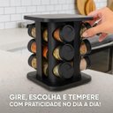 Ver imagem 4 de Porta Condimentos Giratório 12 Potes de Vidro Inox Preto Quadrado