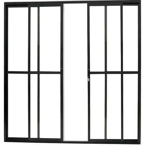 Porta de Aluminio Sacada 4 Folhas com Trinco Linha Leve:2,10 X 1,50/preto