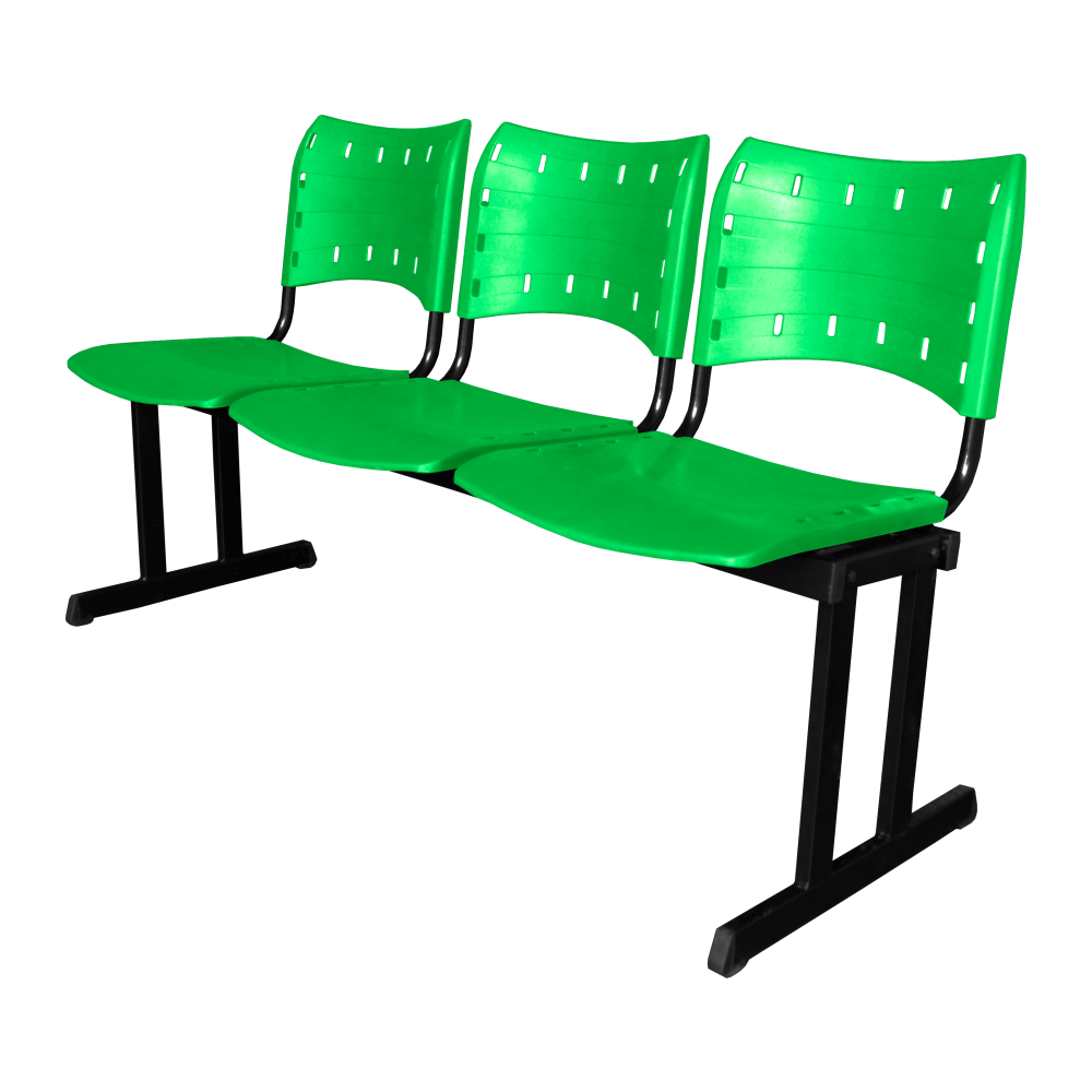 Cadeira Iso Rp Longarina Polipropileno 3 Lugares Colorida Cor:verde - 1