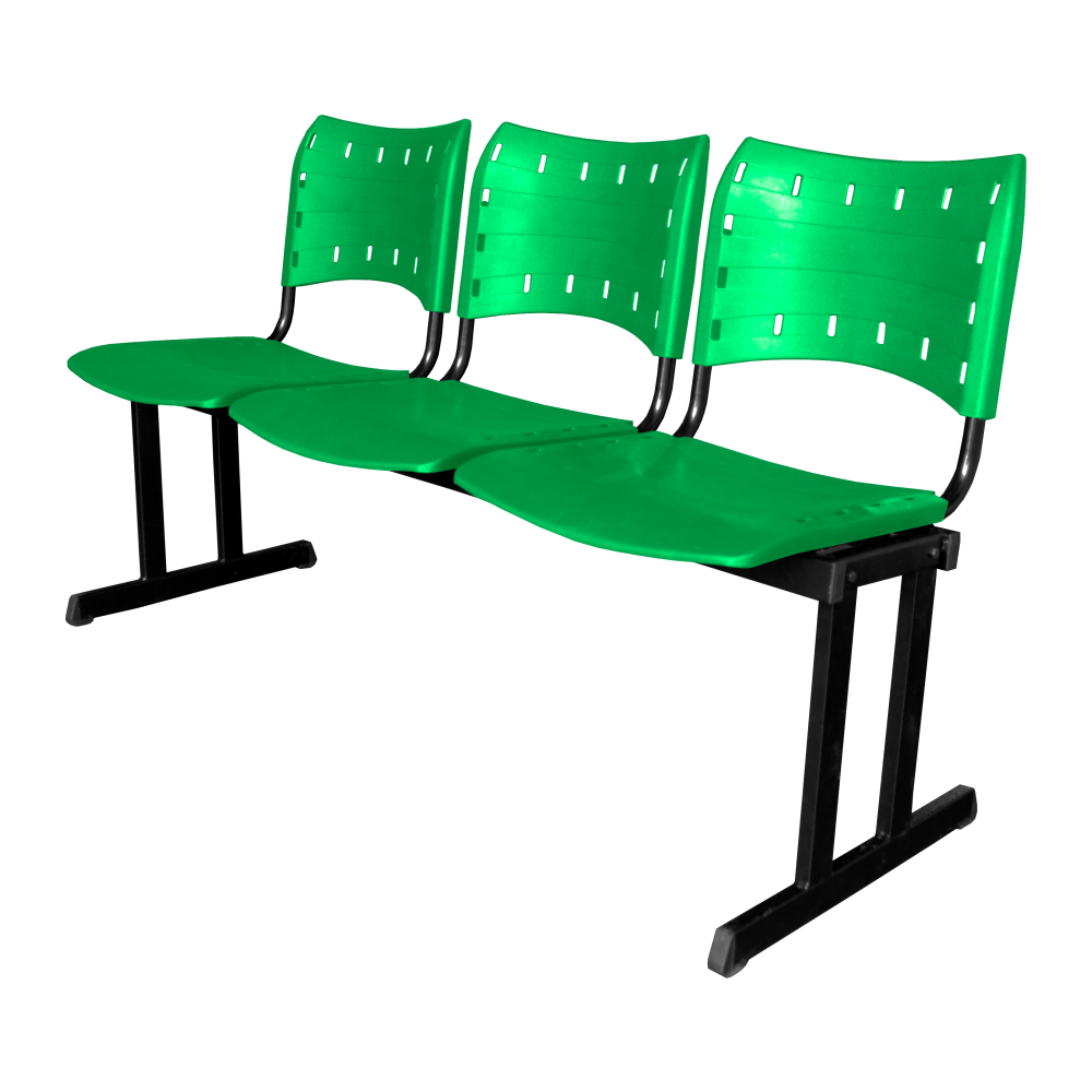 Cadeira Iso Rp Longarina Polipropileno 3 Lugares Colorida Cor:verde
