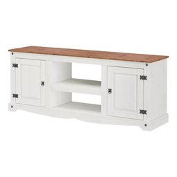 Rack Grande Branco 2 Portas Madeira Maciça:branco/carvalho - 1