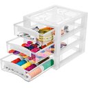 Ver imagem 3 de Mini Gaveteiro para Organizar Transparente 3 Gavetas Maquiagens Jóias Escritório Ordene