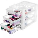 Ver imagem 2 de Mini Gaveteiro para Organizar Transparente 3 Gavetas Maquiagens Jóias Escritório Ordene