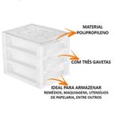 Ver imagem 4 de Mini Gaveteiro para Organizar Transparente 3 Gavetas Maquiagens Jóias Escritório Ordene