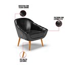 Ver imagem 7 de Kit 2 Poltronas Giovana Corano Preto Pés Palito Castanho - D'Rossi