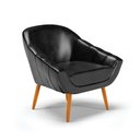Ver imagem 4 de Kit 2 Poltronas Giovana Corano Preto Pés Palito Castanho - D'Rossi