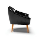Ver imagem 5 de Kit 2 Poltronas Giovana Corano Preto Pés Palito Castanho - D'Rossi