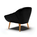 Ver imagem 6 de Kit 2 Poltronas Giovana Corano Preto Pés Palito Castanho - D'Rossi