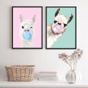 Ver imagem 2 de Kit 2 Quadros Decorativos Lhamas Bubble Gum 45x34cm:madeira Preta