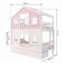 Ver imagem 4 de Beliche Infantil Casinha Dos Sonhos com Gavetas e Fechamento Inferior Branco em Madeira Maciça Rosa