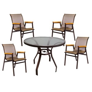 Jogo de Mesa com 4 Cadeiras para Jardim Varanda Piscina e Área Externa