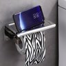 Porta Papel Higiênico Suporte Celular Prata Cromada Moderno - 3
