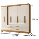 Ver imagem 6 de Guarda Roupa Casal San Lorenzo 8 Portas Freijó Off White Moval