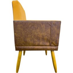 Kit 2 Poltronas Decorativa para Sala Recepção Escritório Consultório Lis Corino Peroba e Suede - 6