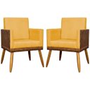 Ver imagem 1 de Kit 2 Poltronas Decorativa para Sala Recepção Escritório Consultório Lis Corino Peroba e Suede